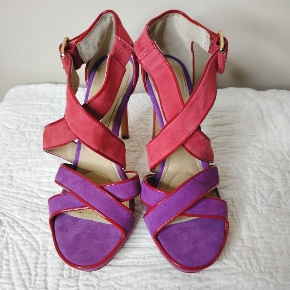 Diane von Furstenberg Suede Strappy Heels Size 6.5 DVF - Picture 3 of 9